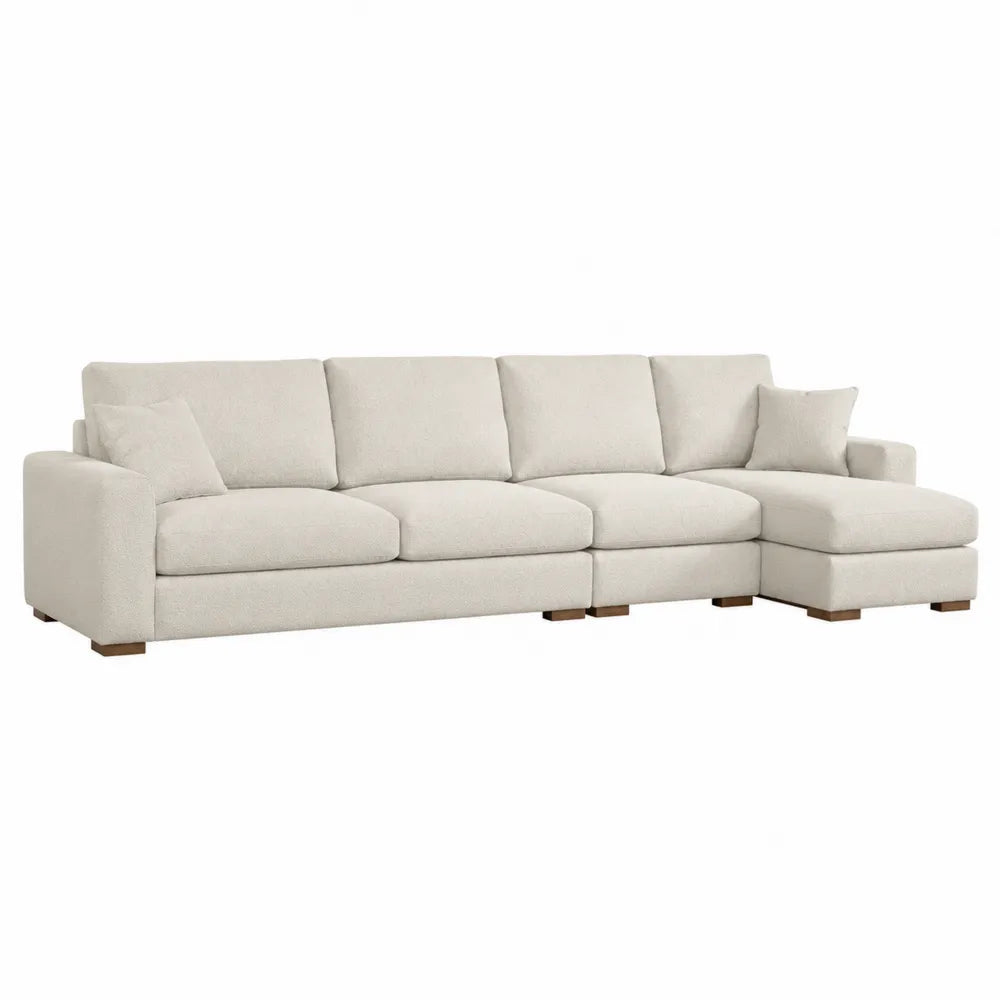 Beżowa sofa modułowa z tkaniny, 300x100x85 cm