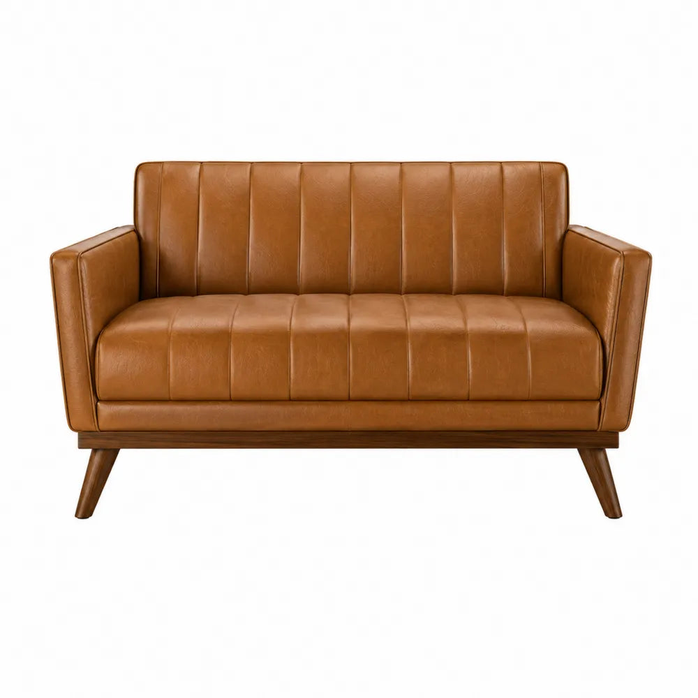 Dwuosobowa sofa ze skóry ekologicznej brązowy
