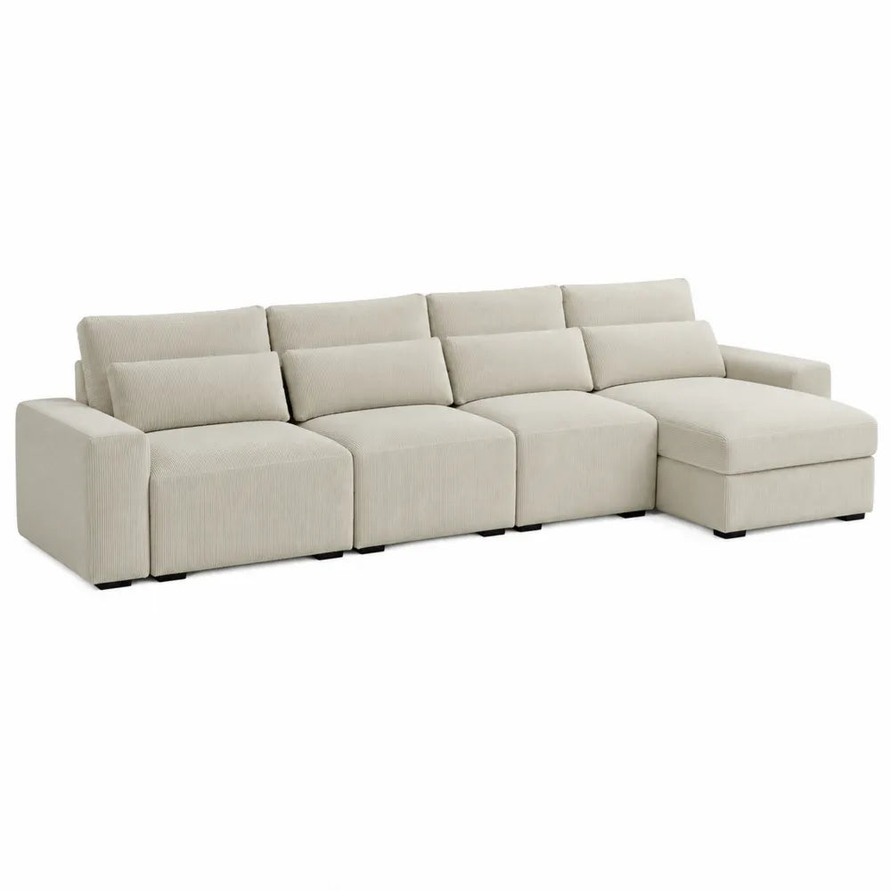 Modułowa sofa narożna z tkaniny sztruksowej jasno beżowa 300cm