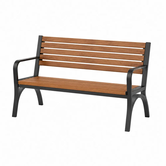 Ławka ogrodowa z drewna sosnowego i metalu 120x60x80 cm brązowy/czarny