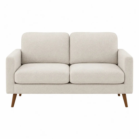 Dwuosobowa sofa, tkanina poliestrowa, beżowa, 150x80x85 cm