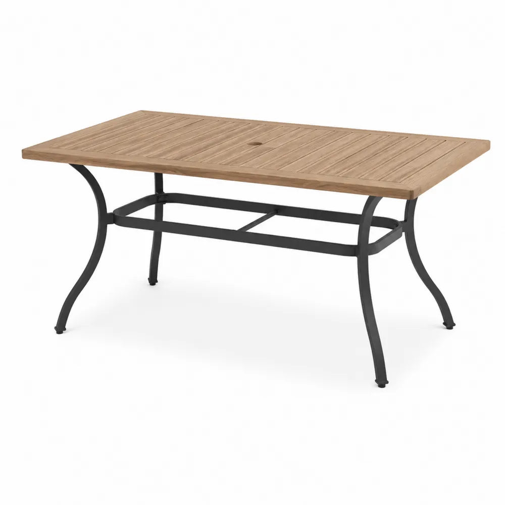 Stół ogrodowy prostokątny drewno tekowe i stal 180x90 cm brązowy/czarny