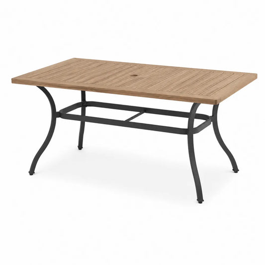Stół ogrodowy prostokątny drewno tekowe i stal 180x90 cm brązowy/czarny