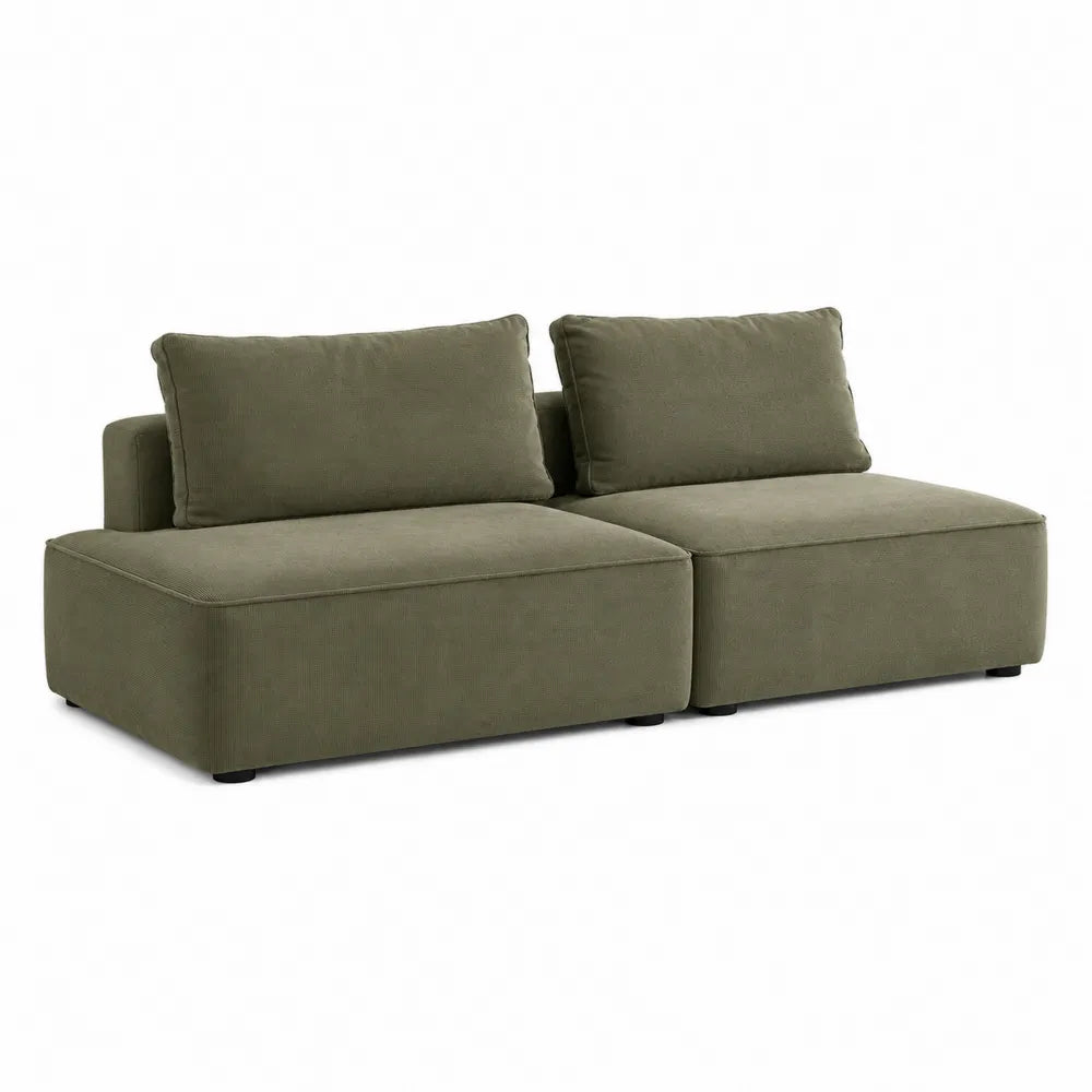 Sofa modułowa dwuosobowa, tkanina, zielona, 160 cm
