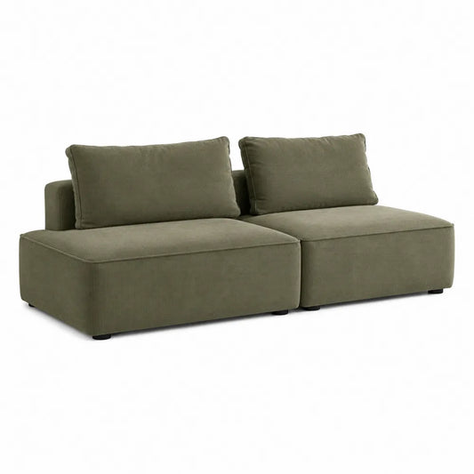 Sofa modułowa dwuosobowa, tkanina, zielona, 160 cm