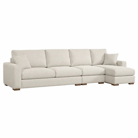 Beżowa sofa modułowa z tkaniny, 300x100x85 cm