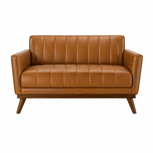 Dwuosobowa sofa ze skóry ekologicznej brązowy