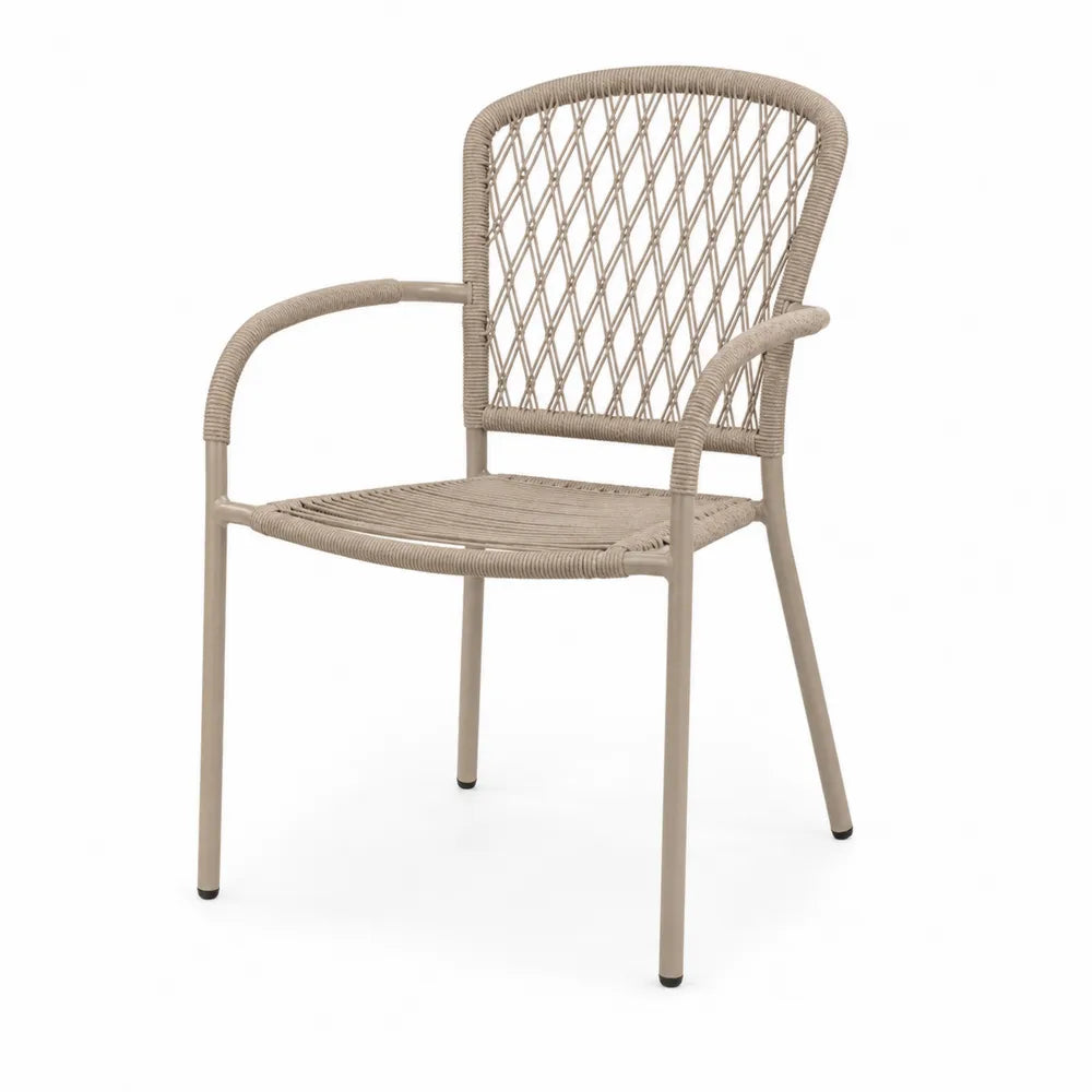 Krzesło ogrodowe z podłokietnikami plecione z włókna syntetycznego
