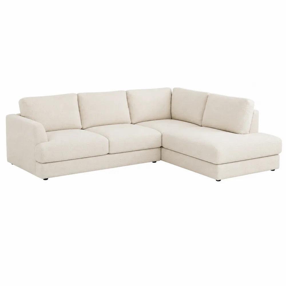 Narożna sofa modułowa L z poliestrem 295x192x90 cm beżowa