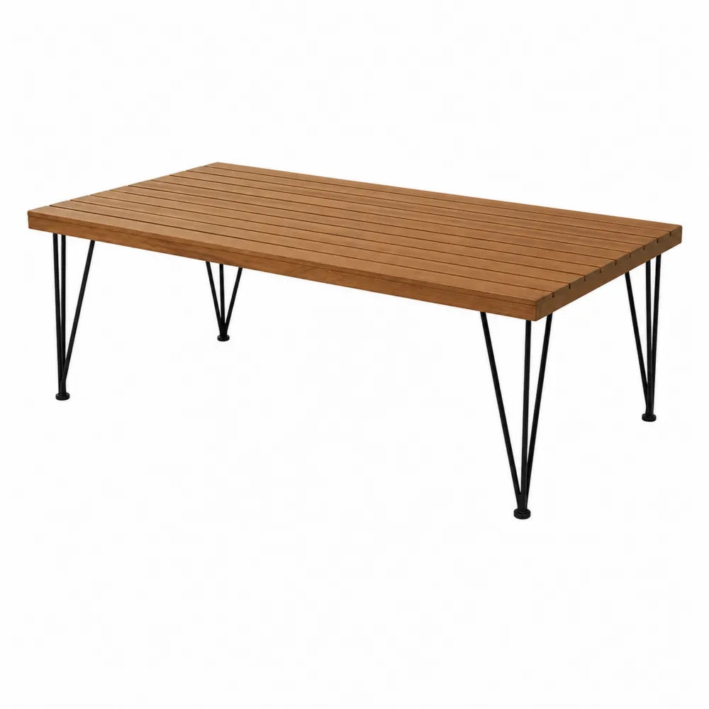 Stół ogrodowy prostokątny 150x90 cm drewno akacjowe stal czarna